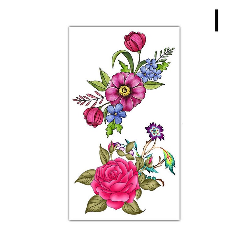 Cute and simple temporary tattoo stickers with English letters, flowers, butterflies, and sketch lines. Waterproof temporary tattoo stickers.